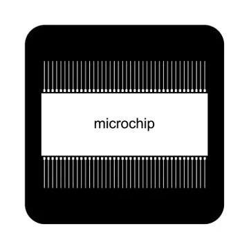 Microchip icon on white. Illustrazione stock