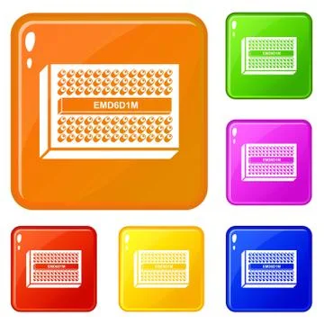 Microchip icons set vector color Illustrazione stock