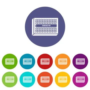 Microchip icons set vector color Illustrazione stock