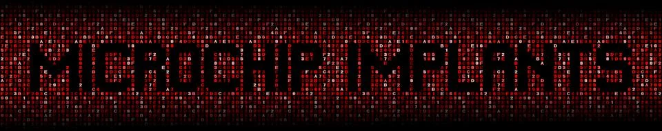 Microchip Implants text on hex code illustration Stock-Illustration