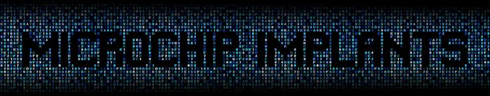 Microchip Implants text on hex code illustration Stock Illustration