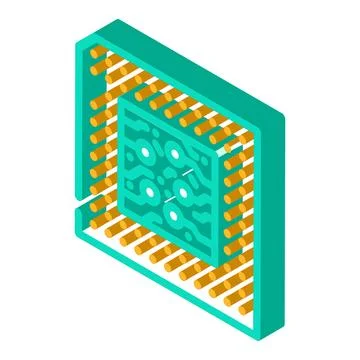 Microchip industry 3 isometric icon vector illustration Illustrazione stock