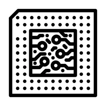 Microchip industry 3 line icon vector illustration 스톡 일러스트
