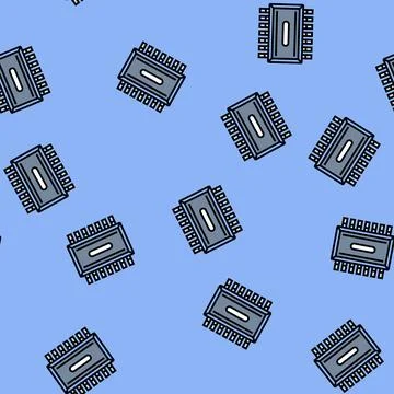 Microchip industry vector seamless pattern 스톡 일러스트