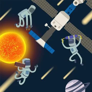 Microchip with information implementation in satellite system, vector Stock Illustration