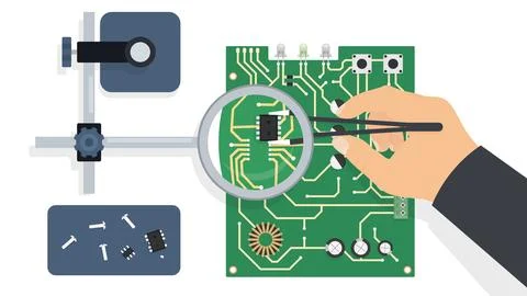 Microchip Installation on Circuit Board Stock Illustration