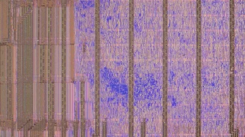 Microchip integrated circuit architecture under microscope Video stock 322896707