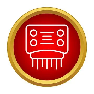 Microchip integrated circuit icon representing technology Ilustración de archivo