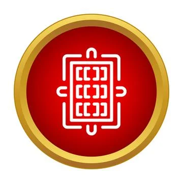 Microchip integrated circuit on red circle icon 스톡 일러스트