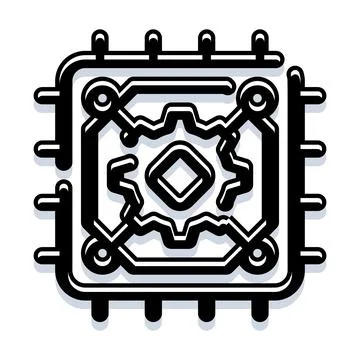 Microchip with internal gear and circuit icon Illustrazione stock