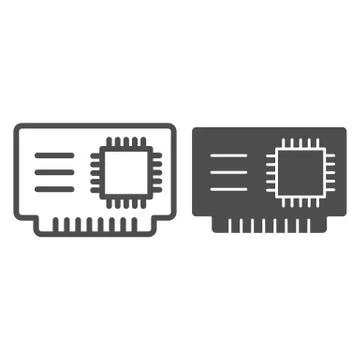 Microchip line and glyph icon. Cpu vector illustration isolated on white. Chip Stock Illustration