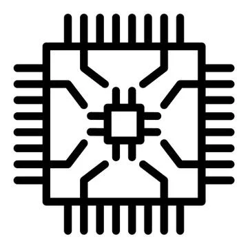 Microchip line icon. CPU vector illustration isolated on white. Processor 스톡 일러스트