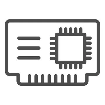 Microchip line icon. Cpu vector illustration isolated on white. Chip outline Stock Illustration