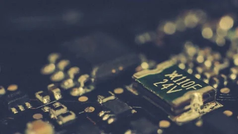 Microchip Macro Closeup Background Seamless Loop. Stock Footage 225572755