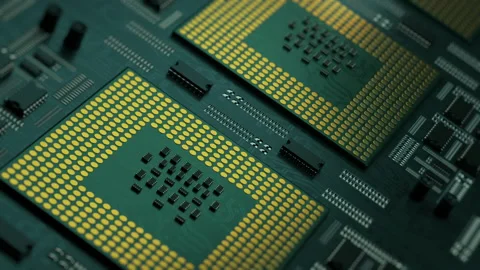 Microchip macro view footage. CPU computer circuit Stock Footage 154272665