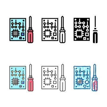 Microchip make geek color icon diversity vector Illustrazione stock
