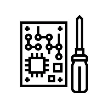 Microchip make geek line icon vector illustration Stock-Illustration