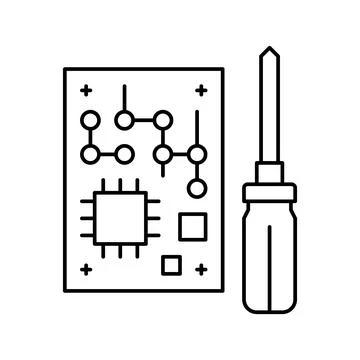 Microchip make geek line icon vector illustration Illustrazione stock