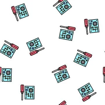 Microchip make geek vector seamless pattern Illustrazione stock