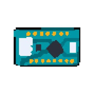 Microchip microcontroller pixel art vector illustration Illustrazione stock
