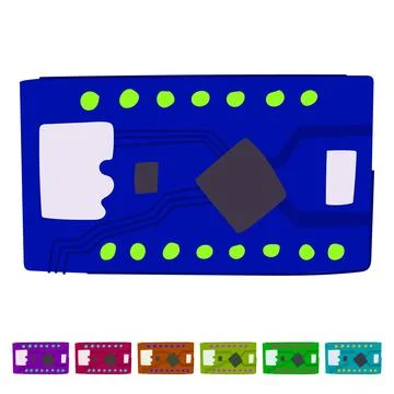 Microchip microcontroller vector cartoon graphic 库存插图