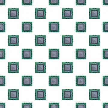 Microchip pattern creating a seamless electronic technology background Stock Illustration