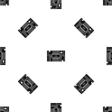 Microchip pattern seamless black Stock Illustration