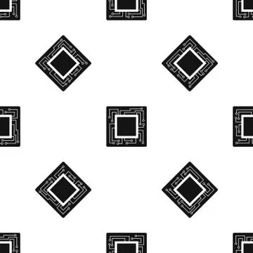 Microchip pattern seamless black Stock Illustration