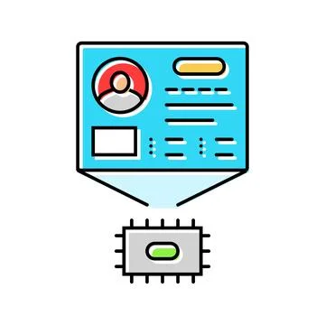 Microchip with personalized data color icon vector illustration Illustrazione stock