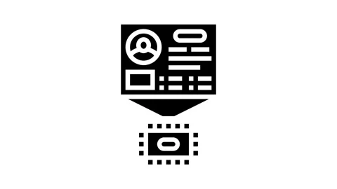 Microchip with personalized data glyph icon animation Stock Footage 326145271