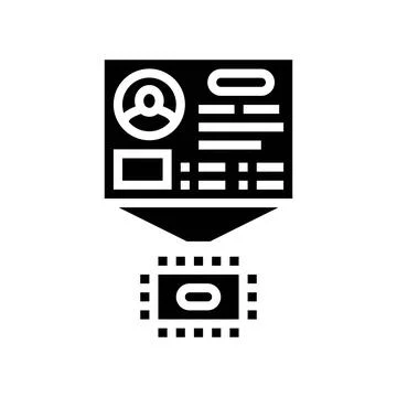 Microchip with personalized data glyph icon vector illustration Illustrazione stock