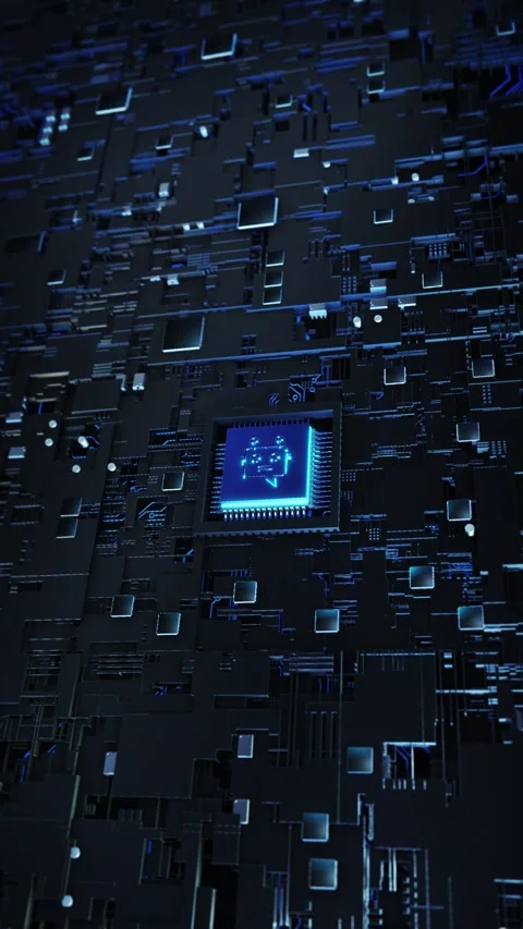 Microchip Processor Artificial Intelligence Digital Circuit Advanced microchip p Stock Footage 341906406