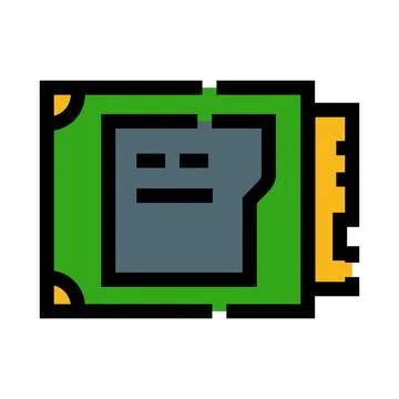 Microchip processor circuit board with data storage technology Stock Illustration