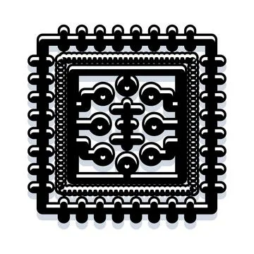 Microchip processor circuit board icon for technology Stock Illustration
