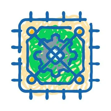 Microchip processor circuit board with integrated electronics Stock-Illustration