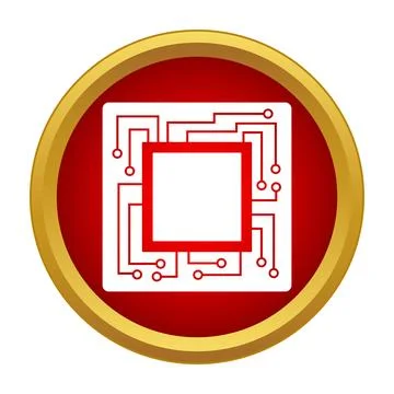 Microchip processor circuit computer technology red icon Stockillustratie