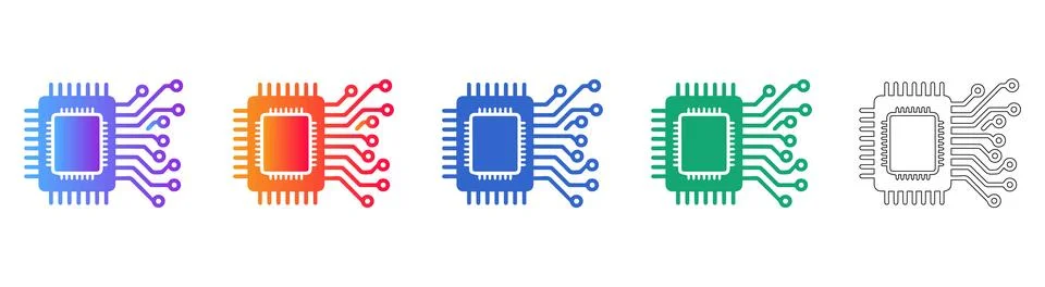 Microchip Processor with Complex Circuitry Stock Illustration