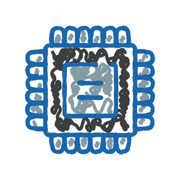 Microchip processor component connection on white background Stock Illustration