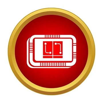 Microchip processor component icon illustrating technology development Illustrazione stock