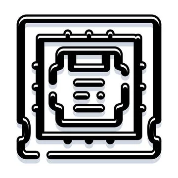 Microchip processor computer hardware motherboard component flat icon Stock-Illustration