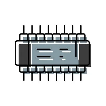 Microchip processor computer hardware technology icon design Illustrazione stock