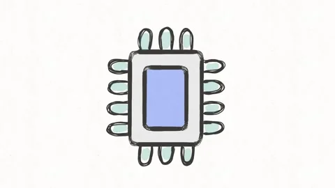 Microchip Processor Computer Technology Hand Drawn Animation Stock Footage 341863511