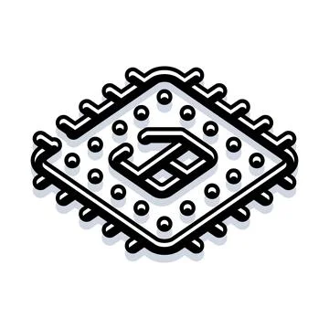Microchip processor with digital 3d symbol icon イラスト素材