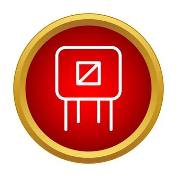 Microchip processor electronic part circuit icon on red background Stock Illustration