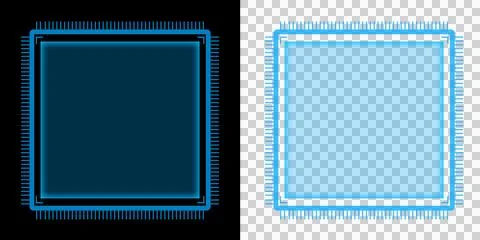 Microchip Processor Futuristic AI Frame with Glowing Digital Circuit Technology  Illustrazione stock