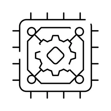 Microchip processor gear working together digital technology Stock Illustration