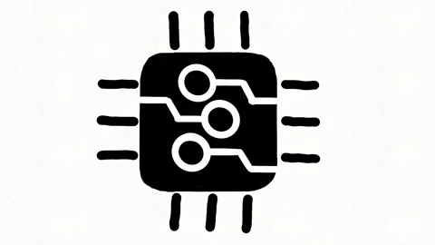 Microchip Processor Icon Animation for AI and Digital Technology Stock Footage 341863469