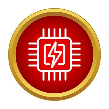 Microchip processor icon generating electronic energy power Illustrazione stock