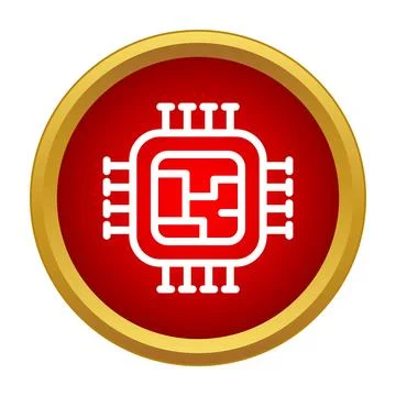 Microchip processor icon illustrating digital technology Illustrazione stock