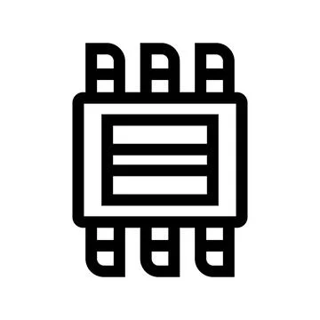 Microchip processor icon representing computer technology and semiconductor.. Stock Illustration